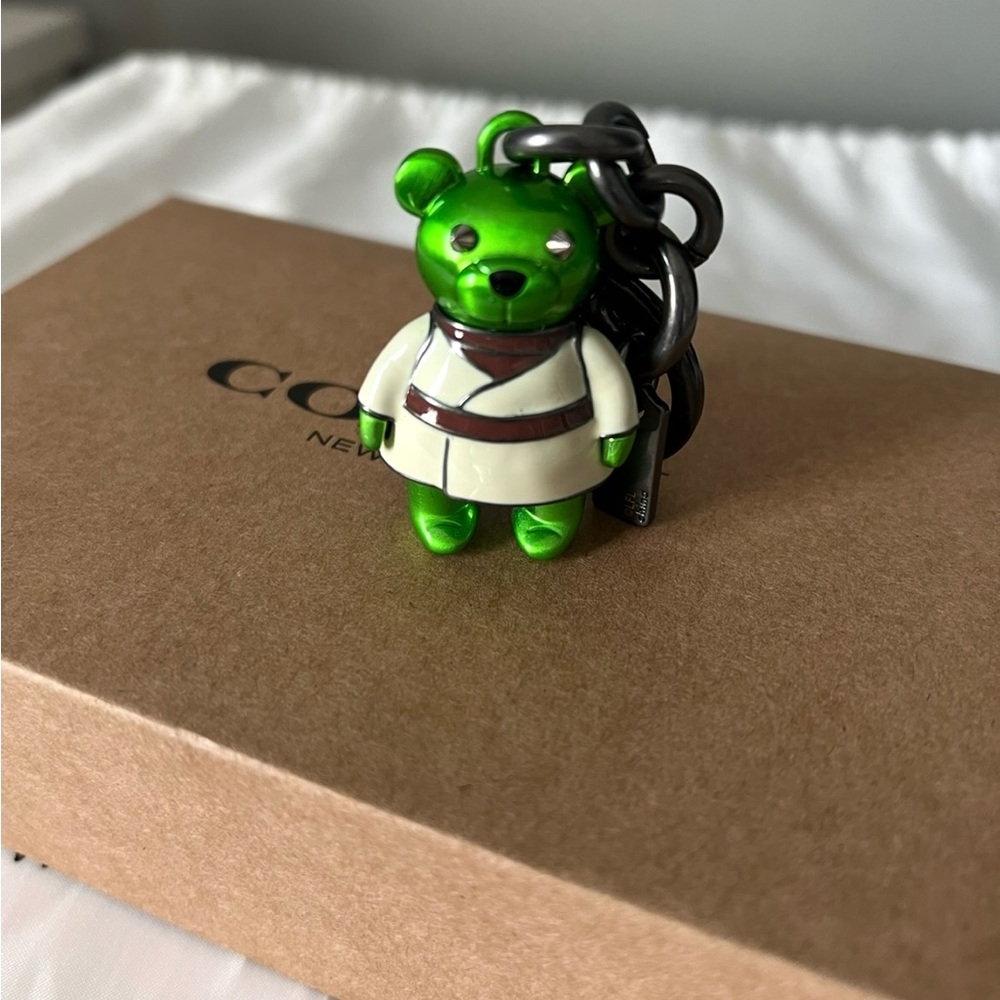 Coach Metallic Green Bear Keychain